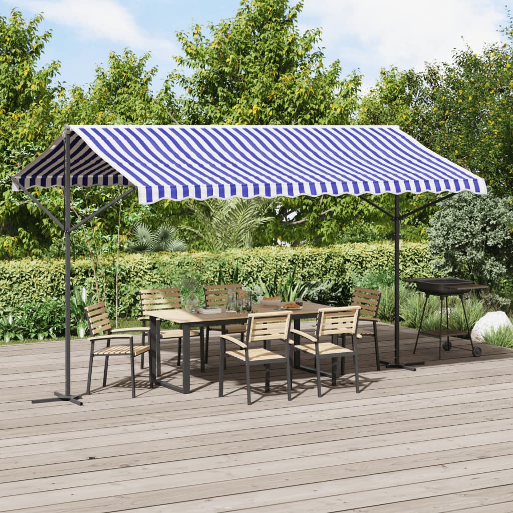 Tenda da Sole Blu e Bianca 400x300 cm in Tessuto e Acciaio | homemem39