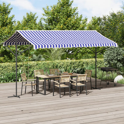 Tenda da Sole Blu e Bianca 400x300 cm in Tessuto e Acciaio | homemem39