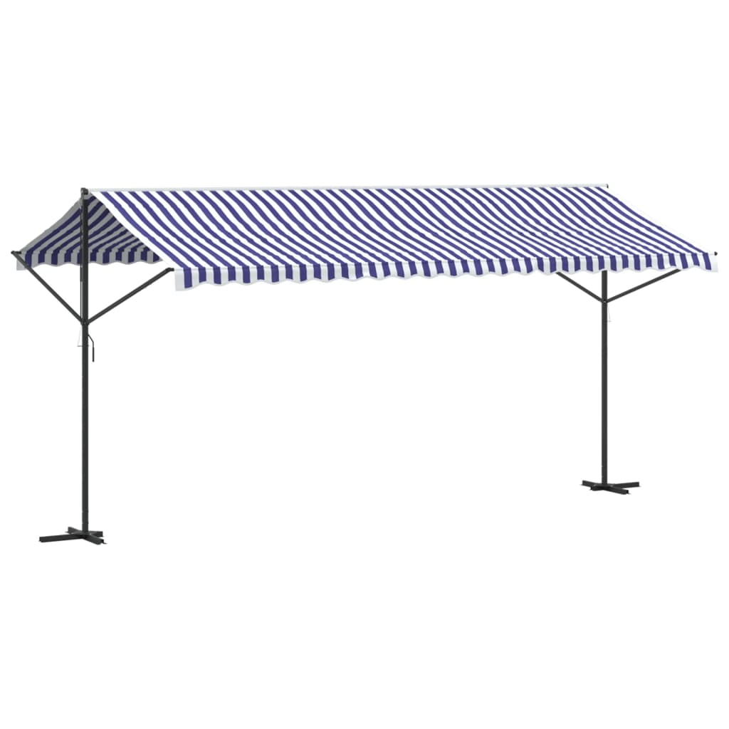 Tenda da Sole Blu e Bianca 500x300 cm in Tessuto e Acciaio | homemem39