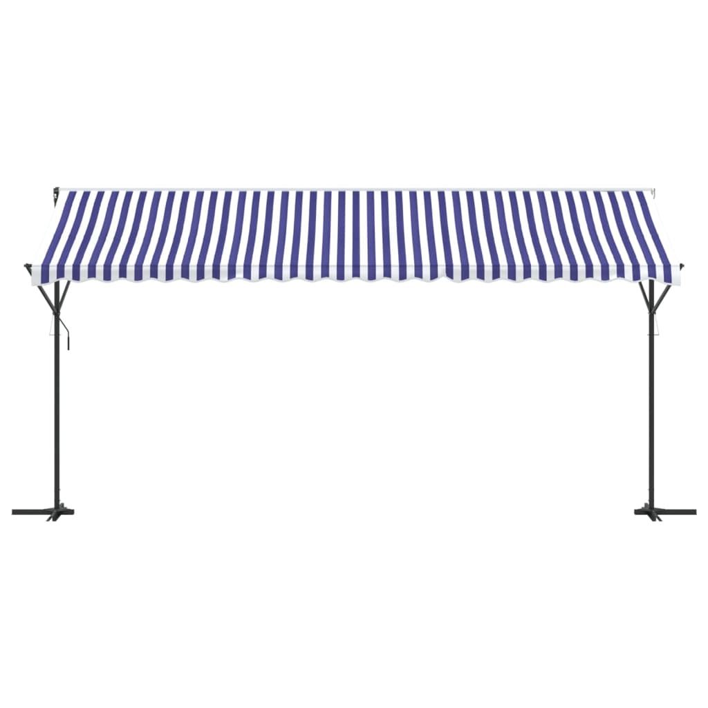 Tenda da Sole Blu e Bianca 500x300 cm in Tessuto e Acciaio | homemem39
