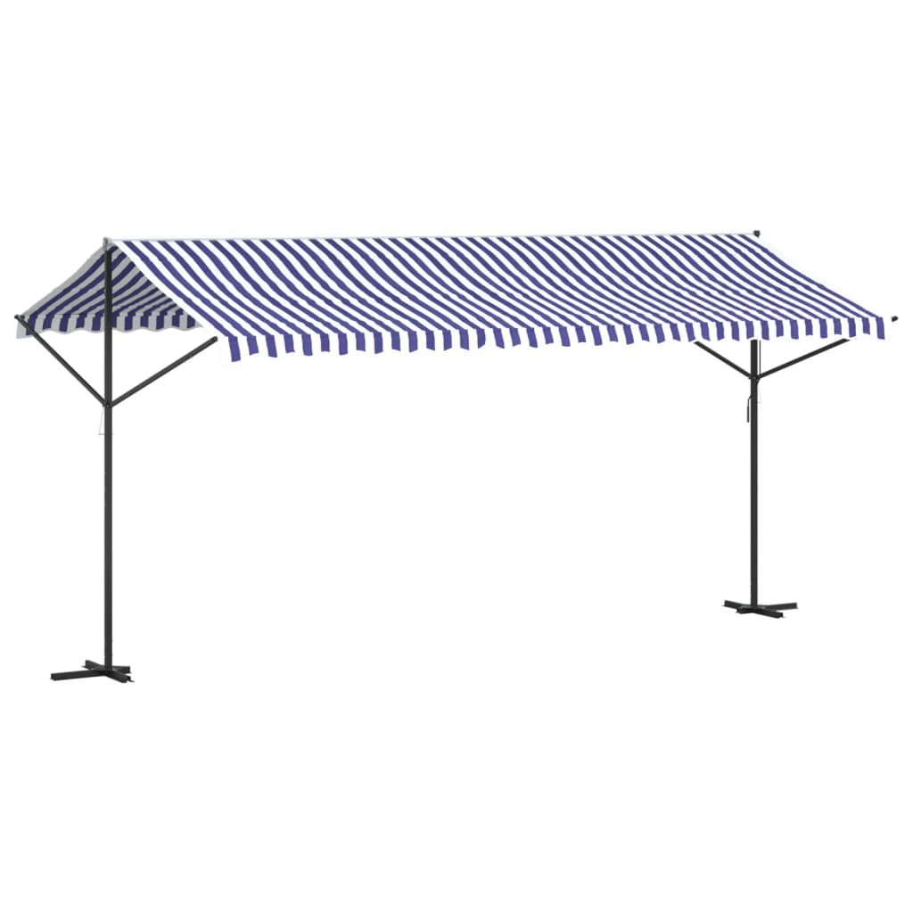 Tenda da Sole Blu e Bianca 500x300 cm in Tessuto e Acciaio | homemem39