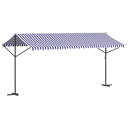 Tenda da Sole Blu e Bianca 500x300 cm in Tessuto e Acciaio | homemem39