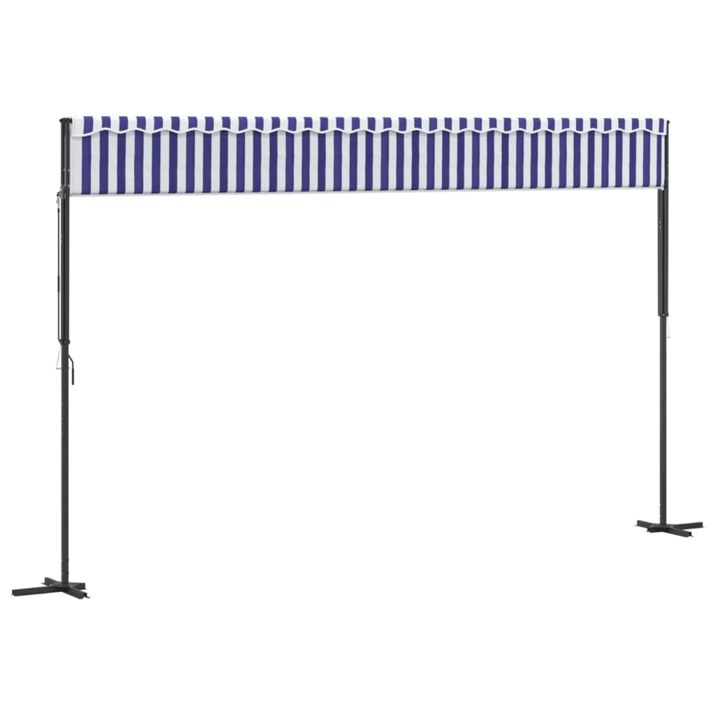 Tenda da Sole Blu e Bianca 500x300 cm in Tessuto e Acciaio | homemem39