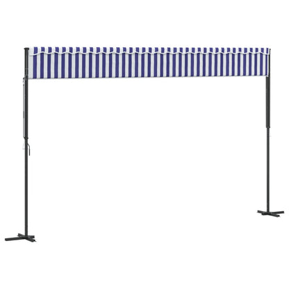 Tenda da Sole Blu e Bianca 500x300 cm in Tessuto e Acciaio | homemem39