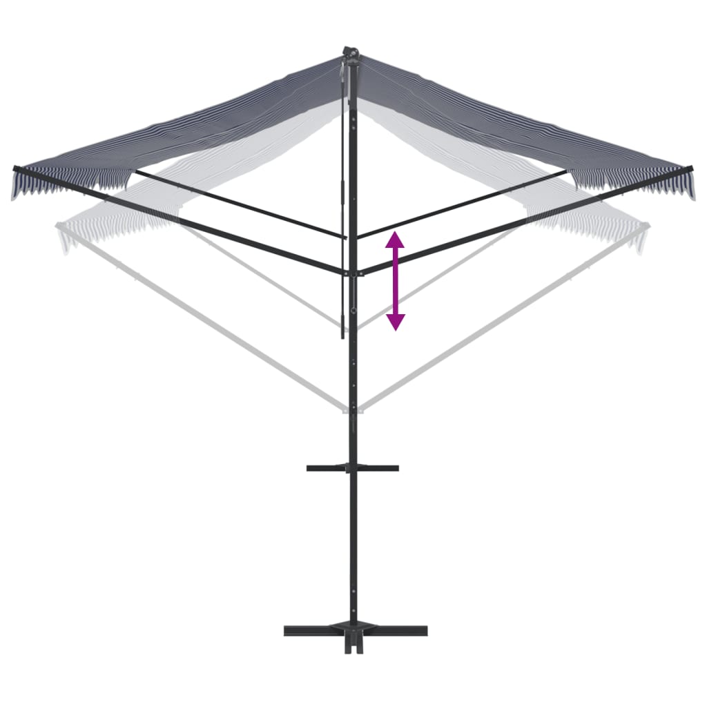 Tenda da Sole Blu e Bianca 500x300 cm in Tessuto e Acciaio