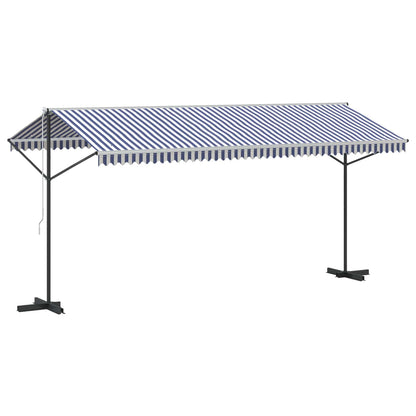 Tenda da Sole Blu e Bianca 500x300 cm in Tessuto e Acciaio
