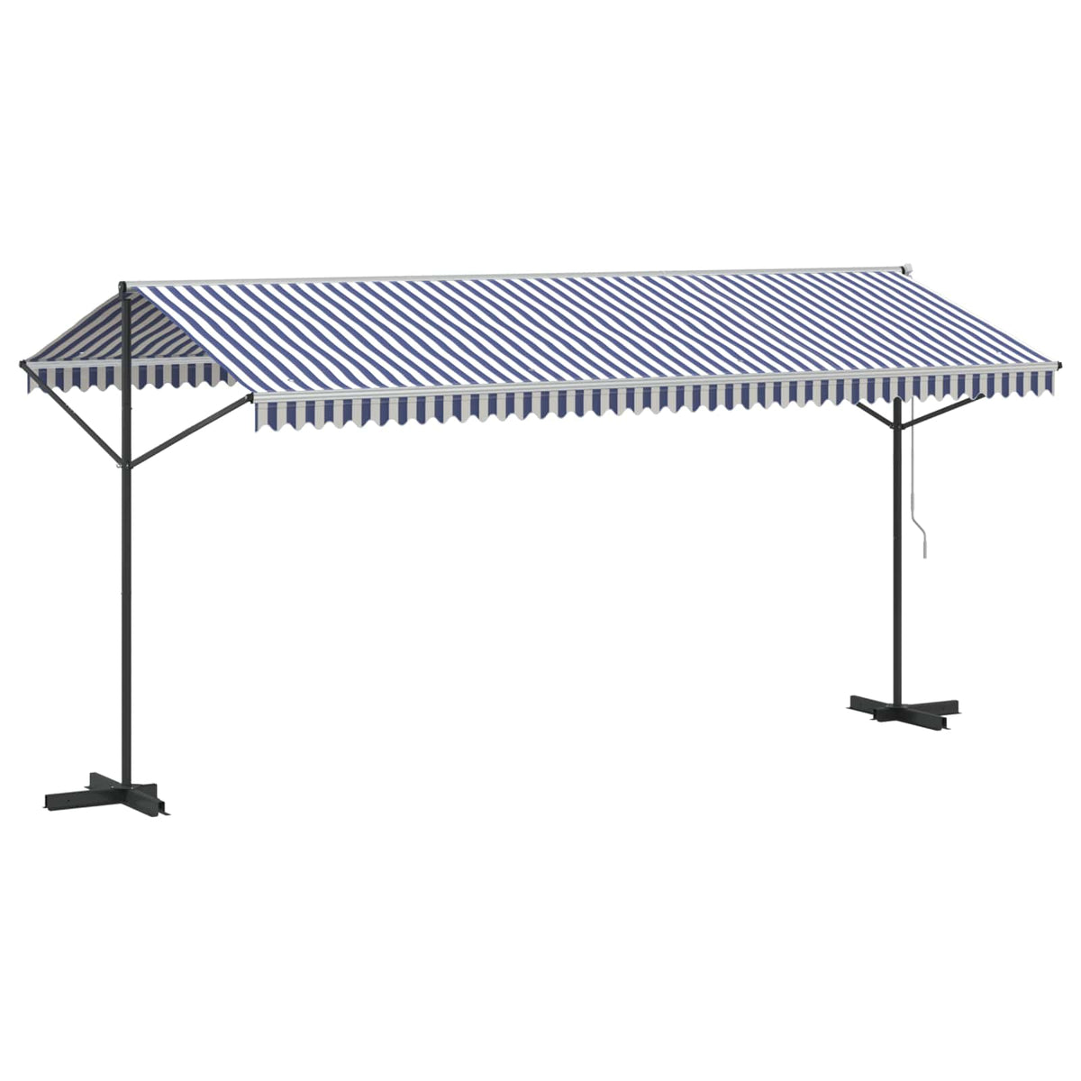 Tenda da Sole Blu e Bianca 500x300 cm in Tessuto e Acciaio