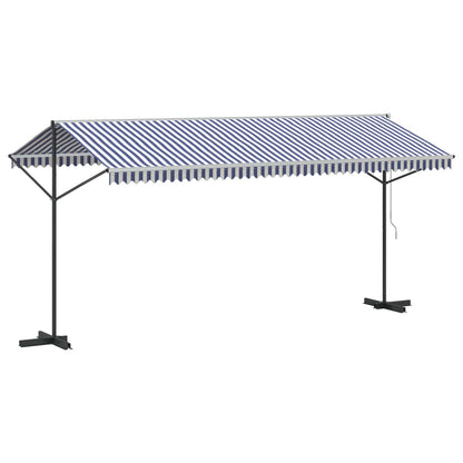 Tenda da Sole Blu e Bianca 500x300 cm in Tessuto e Acciaio