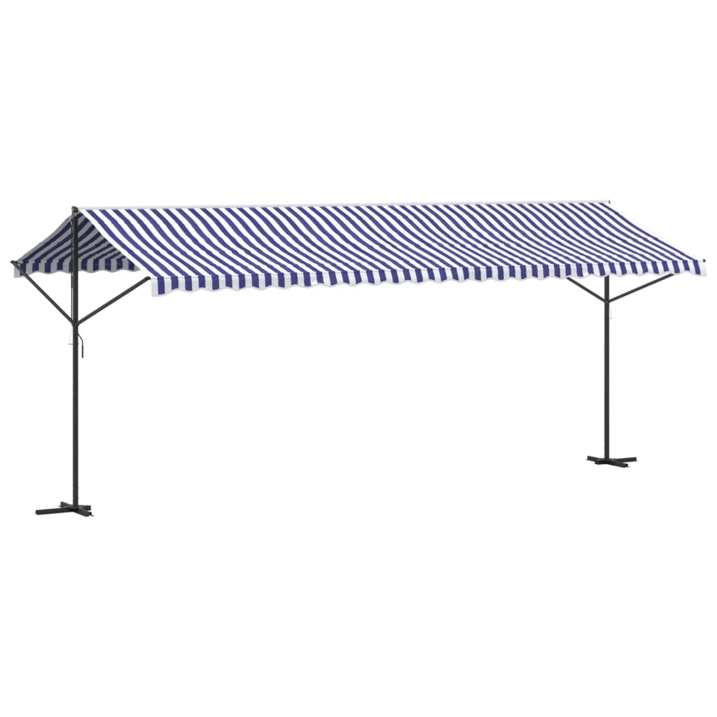 Tenda da Sole Blu e Bianca 600x300 cm in Tessuto e Acciaio | homemem39