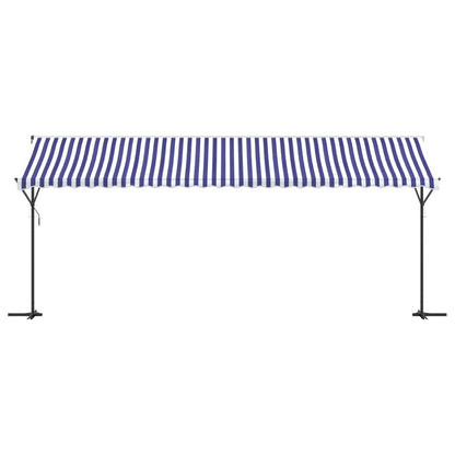 Tenda da Sole Blu e Bianca 600x300 cm in Tessuto e Acciaio | homemem39