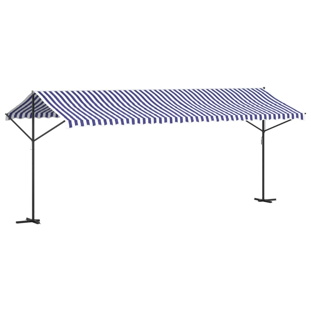 Tenda da Sole Blu e Bianca 600x300 cm in Tessuto e Acciaio | homemem39