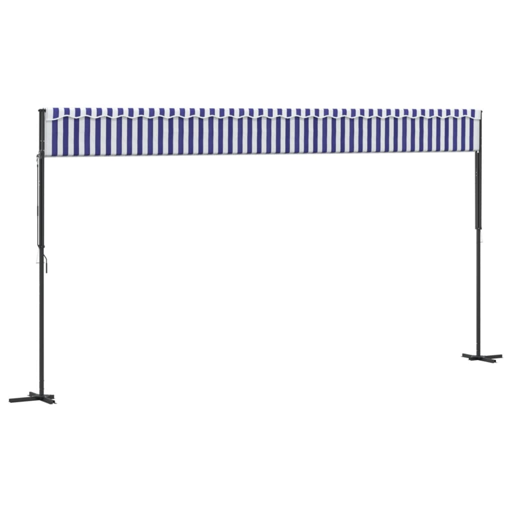 Tenda da Sole Blu e Bianca 600x300 cm in Tessuto e Acciaio | homemem39