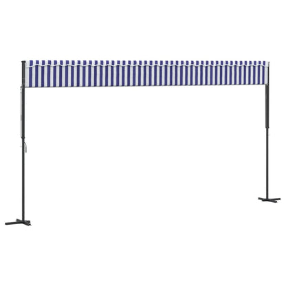 Tenda da Sole Blu e Bianca 600x300 cm in Tessuto e Acciaio | homemem39