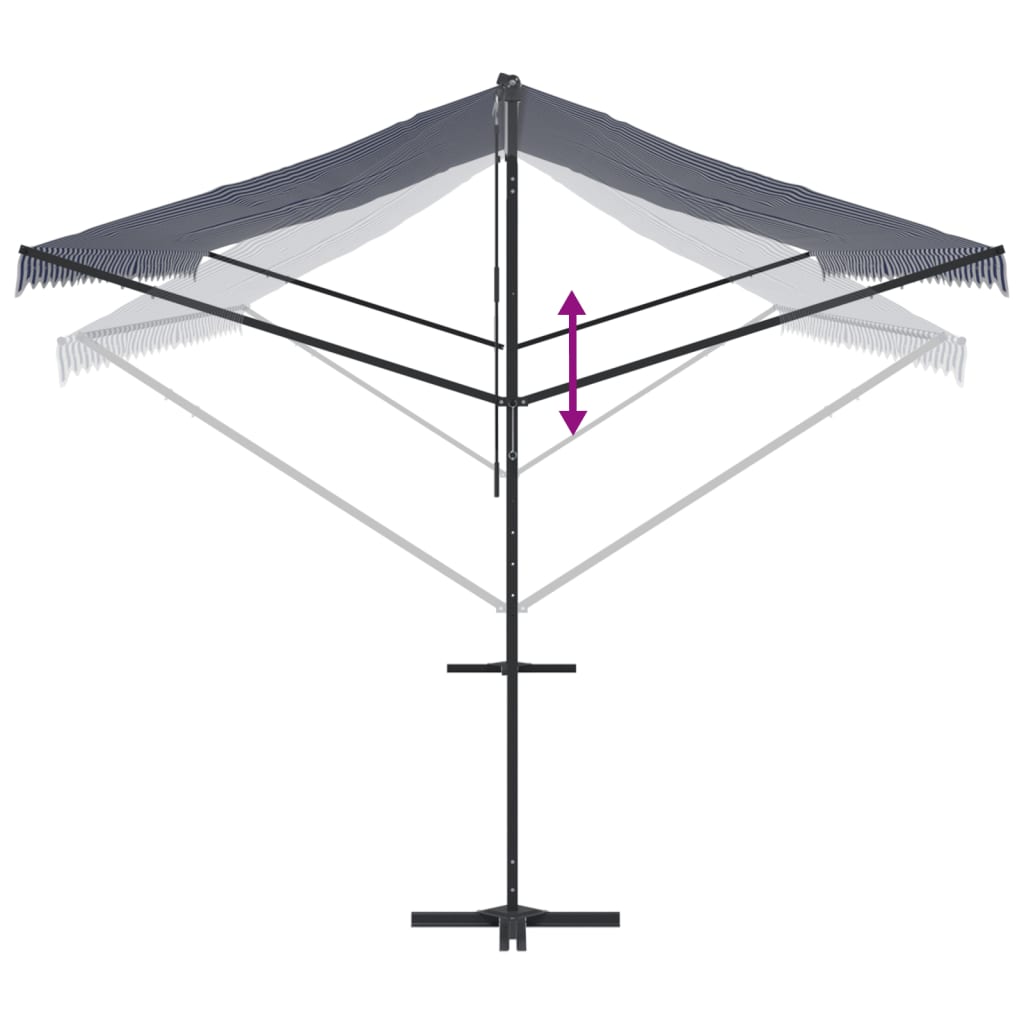 Tenda da Sole Blu e Bianca 600x300 cm in Tessuto e Acciaio | homemem39