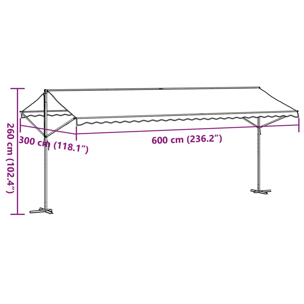 Tenda da Sole Blu e Bianca 600x300 cm in Tessuto e Acciaio | homemem39