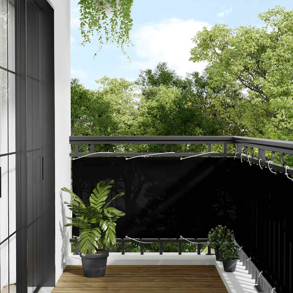 Paravento da Balcone Nero 75x1000 cm 100% Poliestere Oxford | homemem39