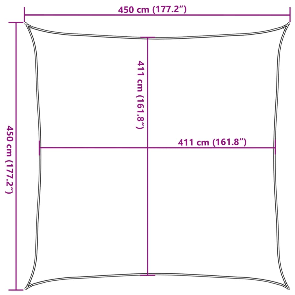 Vela Parasole Grigio Chiaro 4,5x4,5 m 100% Poliestere Oxford | homemem39