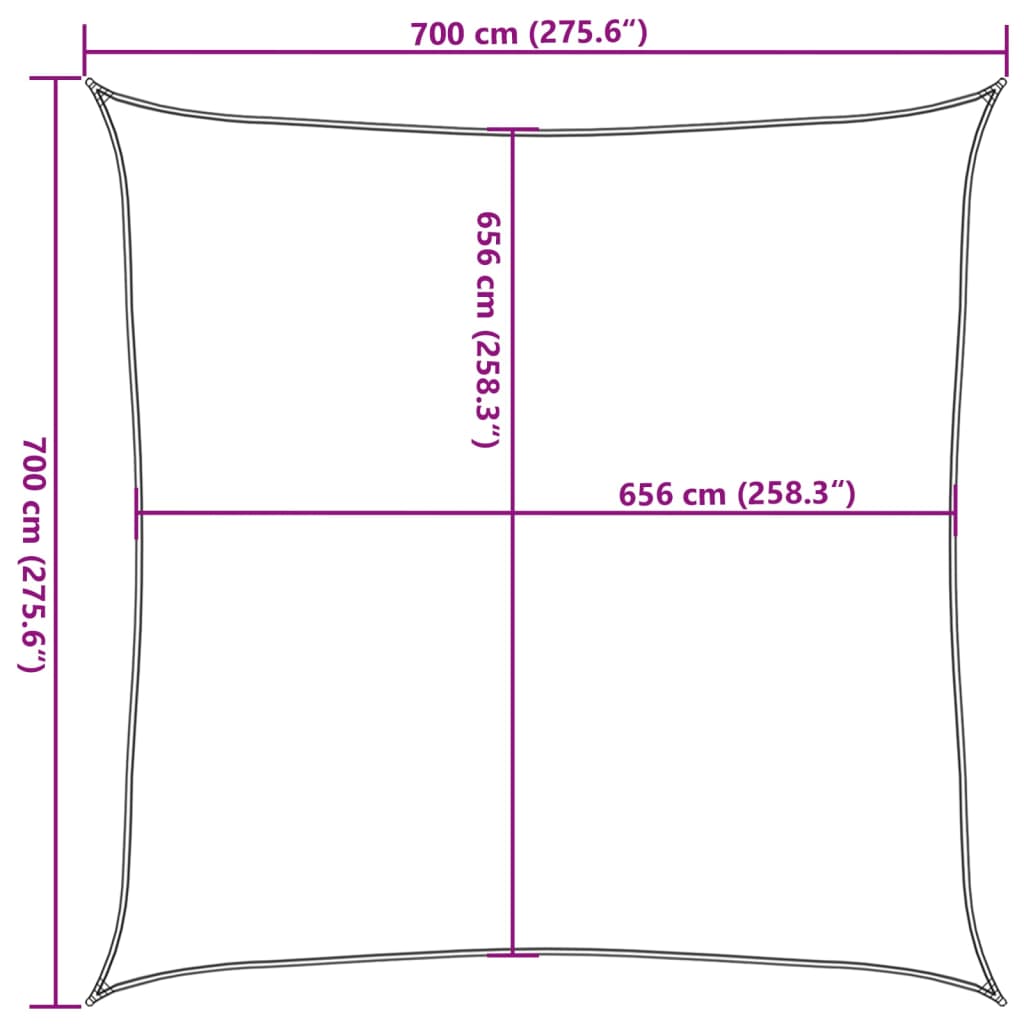Vela Parasole Grigio Chiaro 7x7 m 100% Poliestere Oxford | homemem39