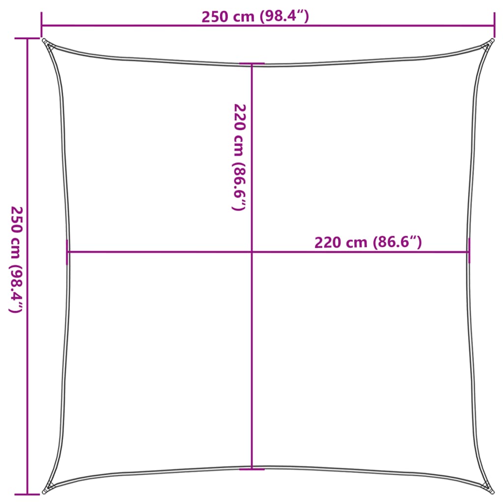 Vela Parasole Sabbia 2,5x2,5 m 100% Poliestere Oxford