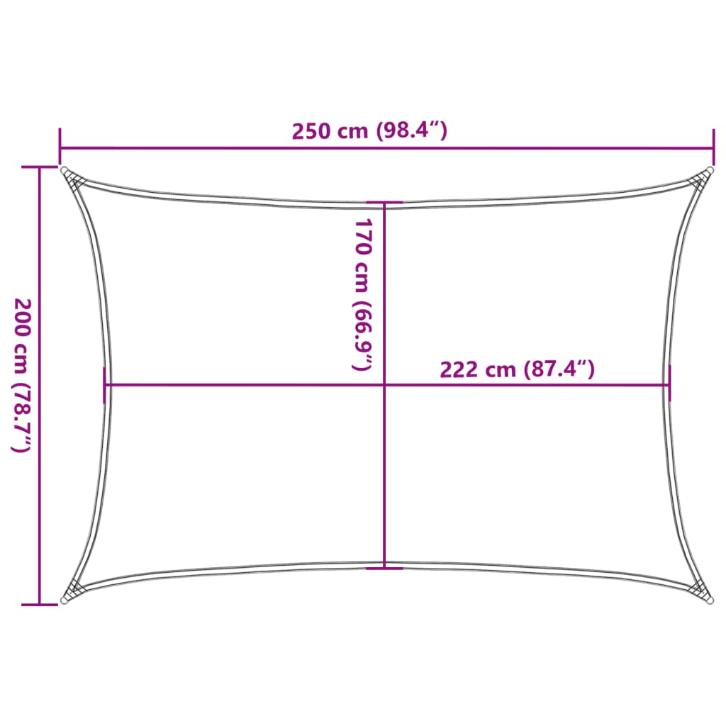 Vela Parasole Sabbia 2,5x2 m 100% Poliestere Oxford