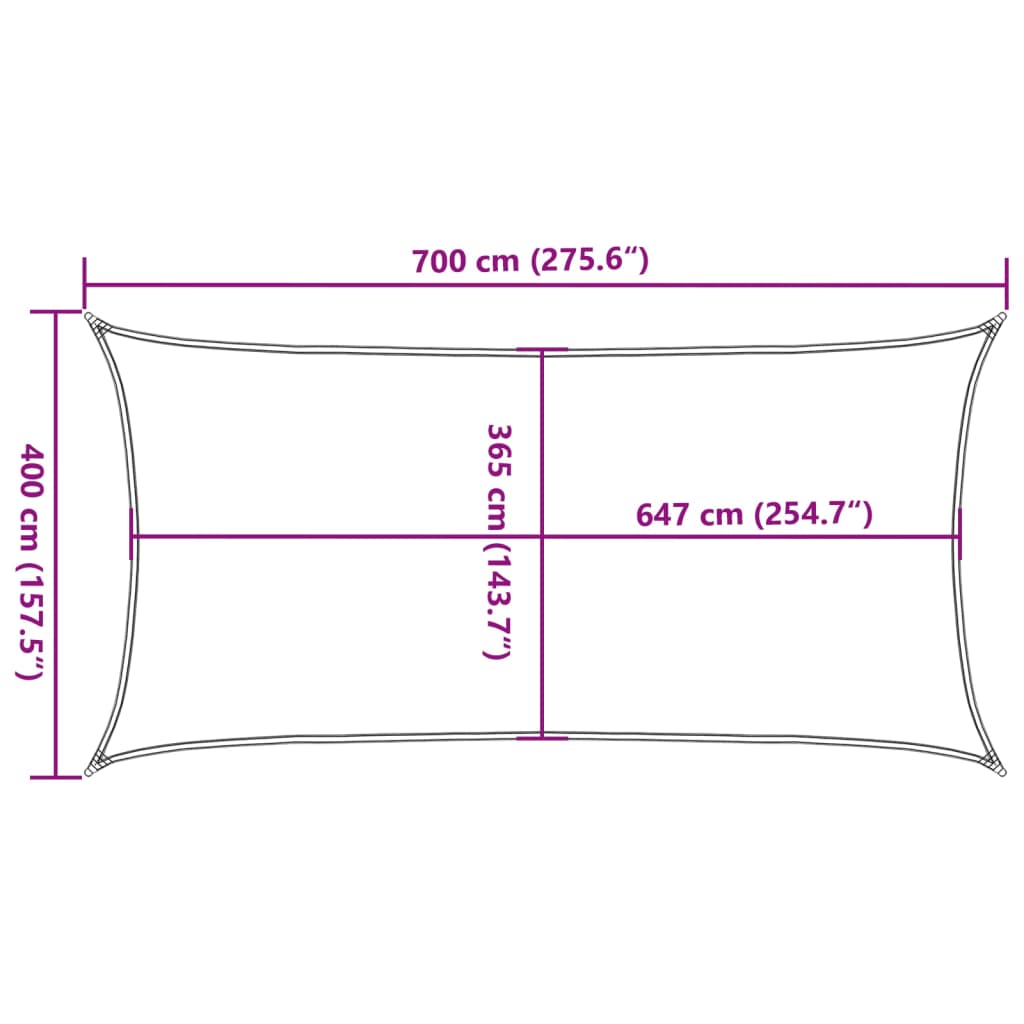 Vela Parasole Sabbia 7x4 m 100% Poliestere Oxford