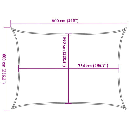 Vela Parasole Sabbia 8x6 m 100% Poliestere Oxford