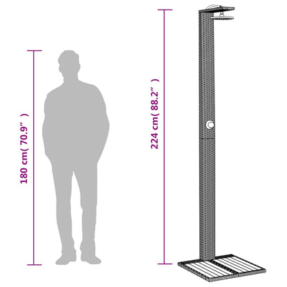Doccia da Esterno Grigia 50x55x224 cm Polyrattan e Legno Acacia