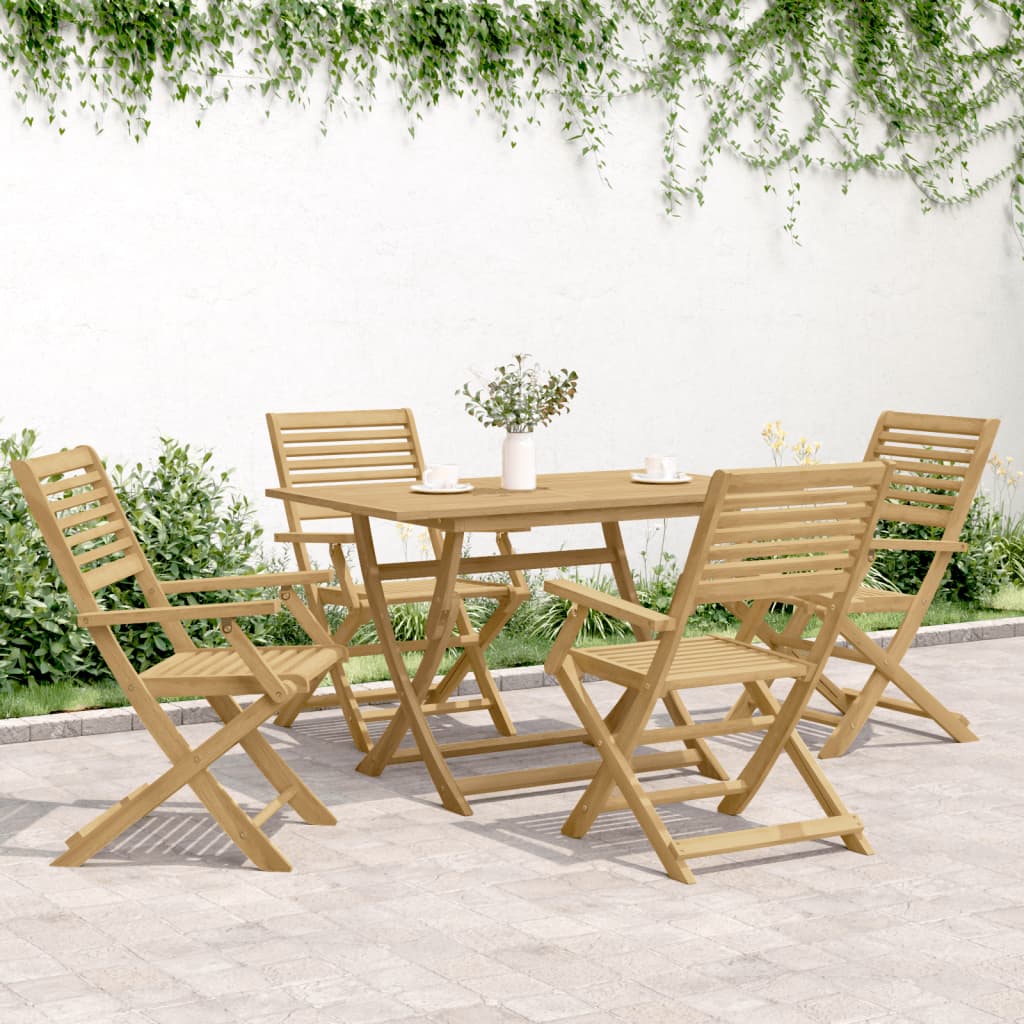 Sedie Giardino Pieghevoli 4pz 54,5x61,5x86,5 cm Massello Acacia - homemem39
