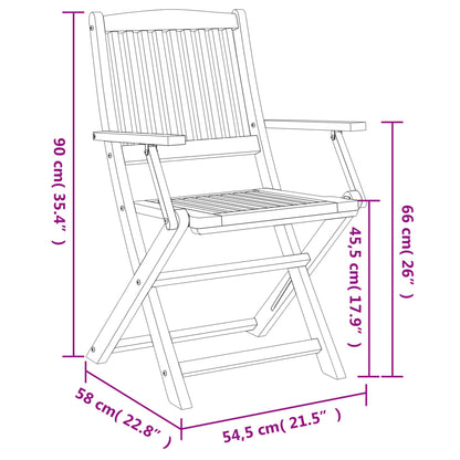 Sedie Giardino Pieghevoli 2 pz 58x54,5x90 cm Massello Acacia