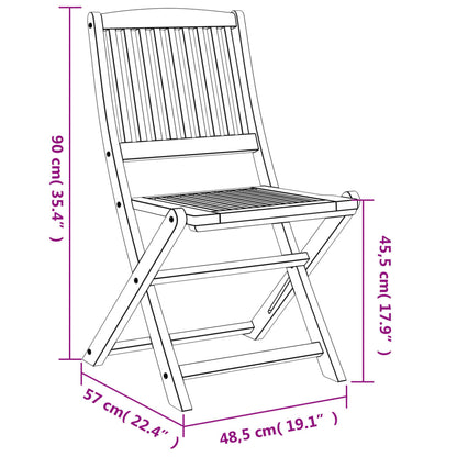 Sedie Giardino Pieghevoli 2 pz 57x48,5x90 cm Massello Acacia