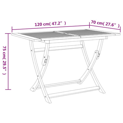 Tavolo da Giardino Pieghevole 120x70x75cm Legno Massello Acacia