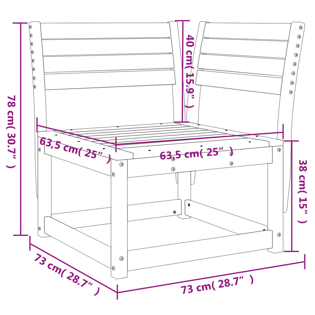 Divano Angolare da Giardino 73x73x78 cm Legno Massello di Pino | homemem39