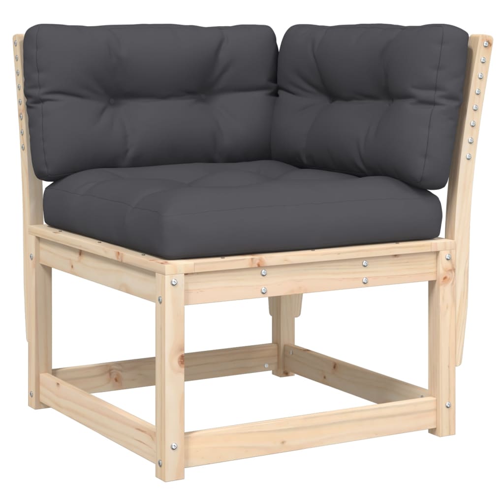 Divano Angolare Giardino Cuscini 73x73x78cm Legno Massello Pino | homemem39