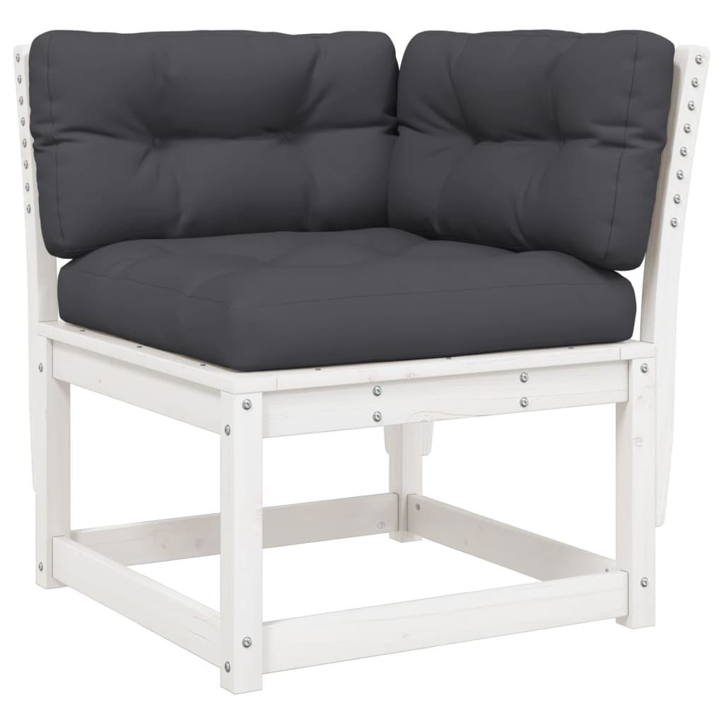 Divano Angolare Giardino Cuscini Bianco 73x73x78 Massello Pino | homemem39