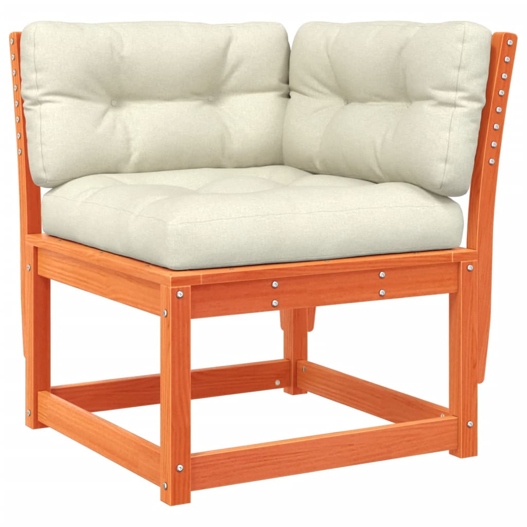 Divano Angolare Giardino Cuscini Marrone Cera 73x73x78 cm Pino | homemem39