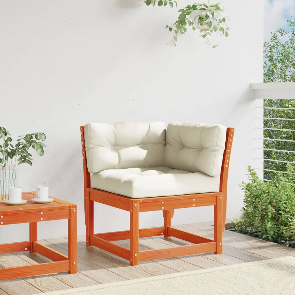 Divano Angolare Giardino Cuscini Marrone Cera 73x73x78 cm Pino | homemem39