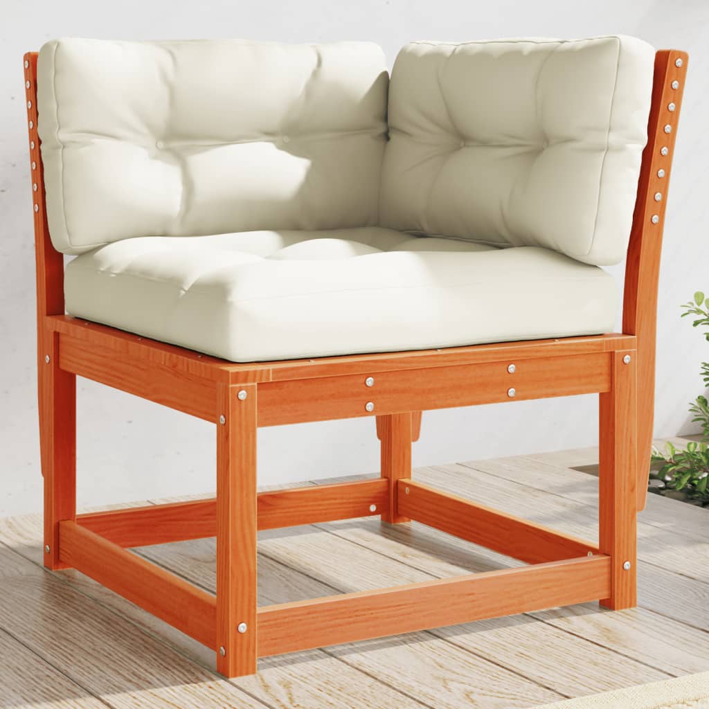 Divano Angolare Giardino Cuscini Marrone Cera 73x73x78 cm Pino | homemem39