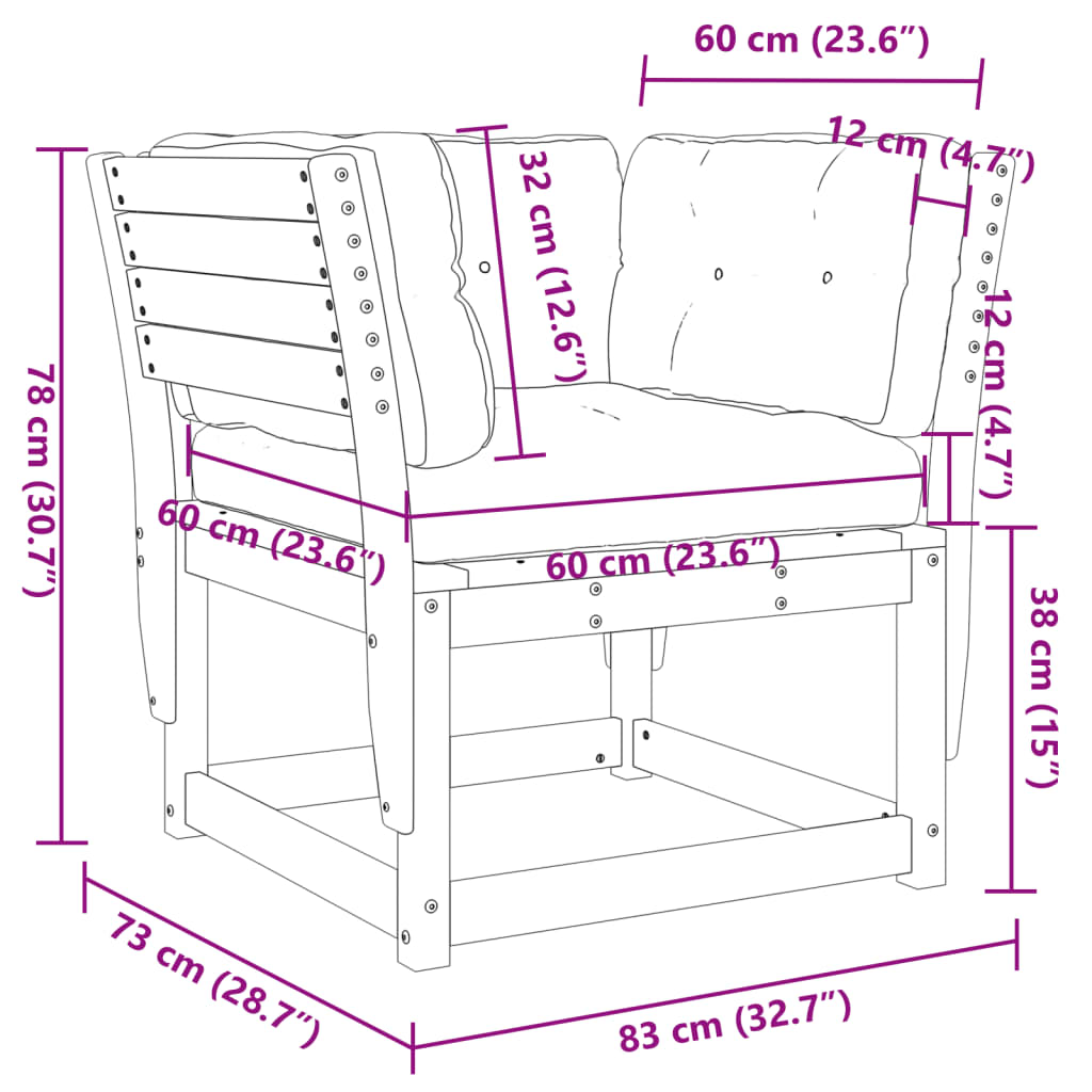 Divano Giardino con Braccioli con Cuscini Legno Pino Bianco | homemem39