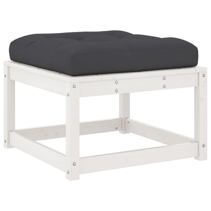 Poggiapiedi da Giardino con Cuscino Legno Massello Pino Bianco | homemem39
