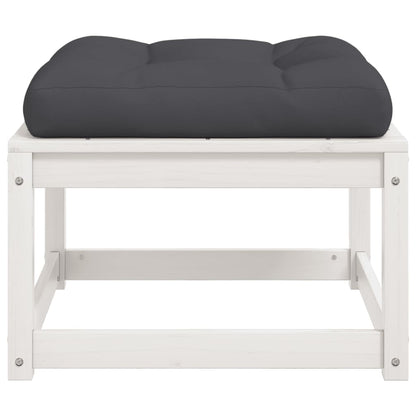 Poggiapiedi da Giardino con Cuscino Legno Massello Pino Bianco | homemem39
