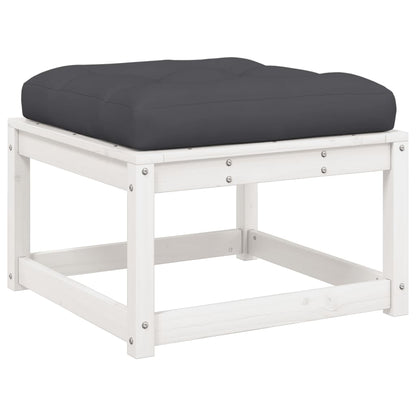 Poggiapiedi da Giardino con Cuscino Legno Massello Pino Bianco | homemem39