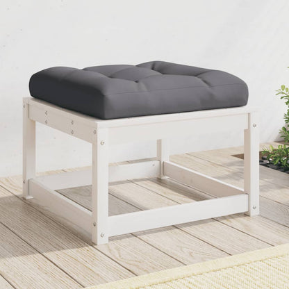 Poggiapiedi da Giardino con Cuscino Legno Massello Pino Bianco | homemem39