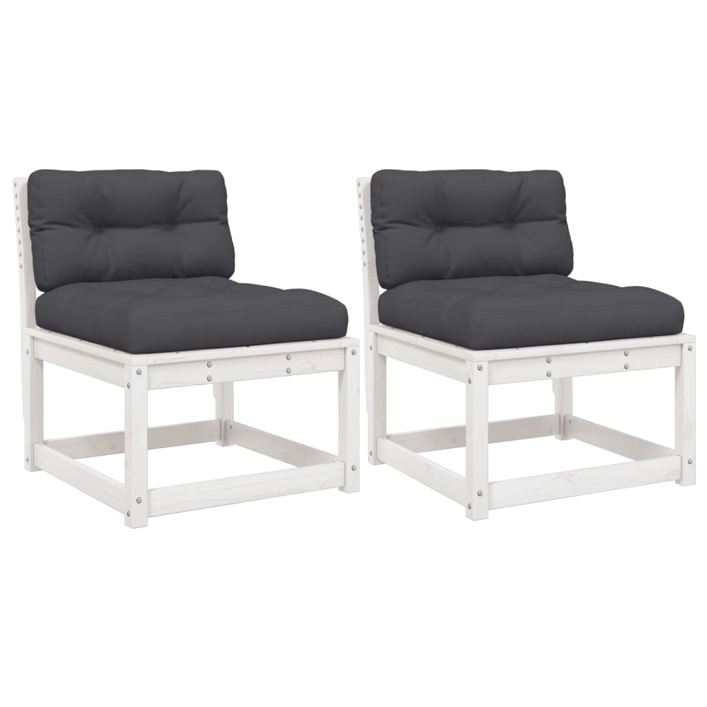 Divani Giardino con Cuscini 2pz Legno Massello di Pino Bianco | homemem39