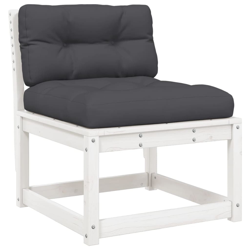 Divani Giardino con Cuscini 2pz Legno Massello di Pino Bianco | homemem39