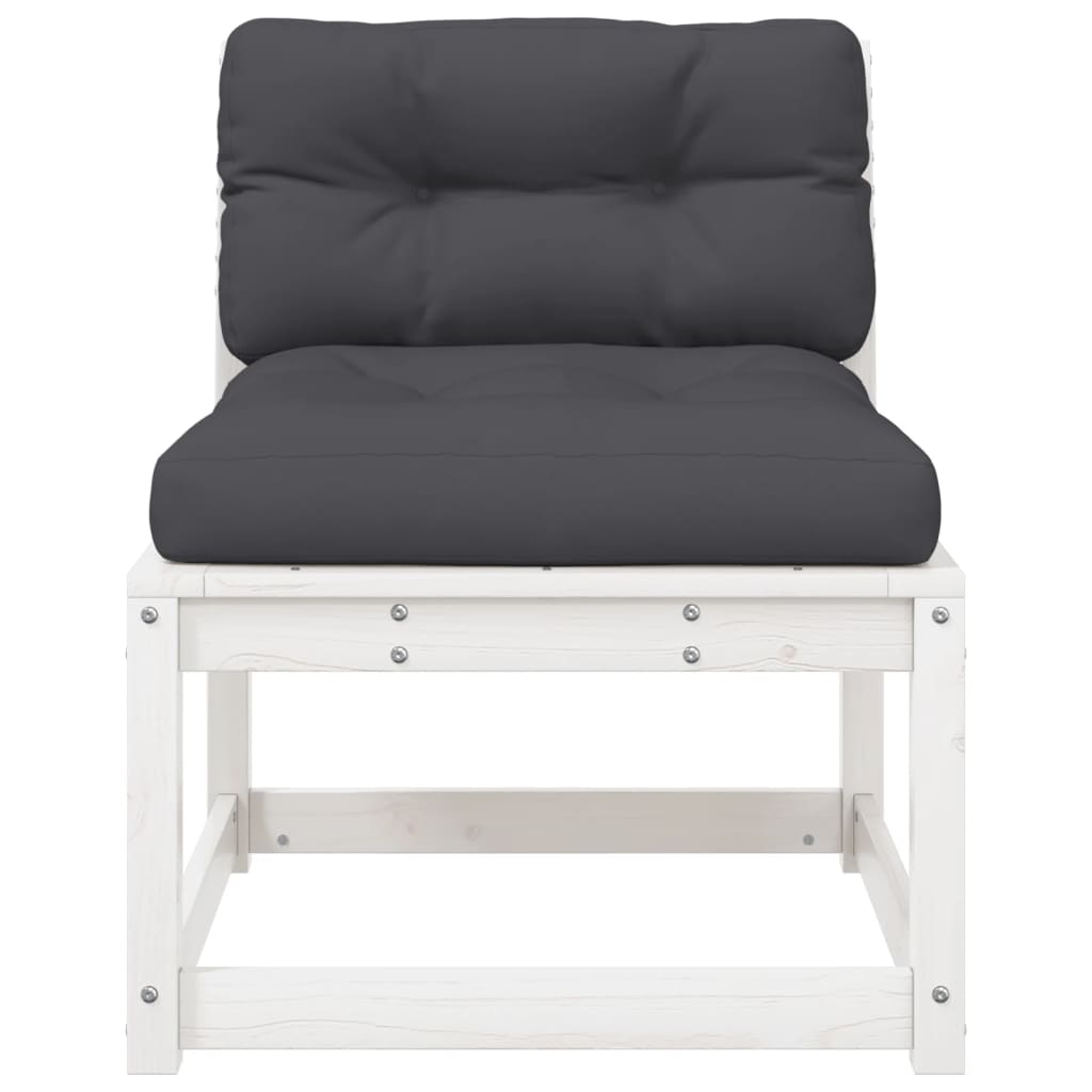 Divani Giardino con Cuscini 2pz Legno Massello di Pino Bianco | homemem39