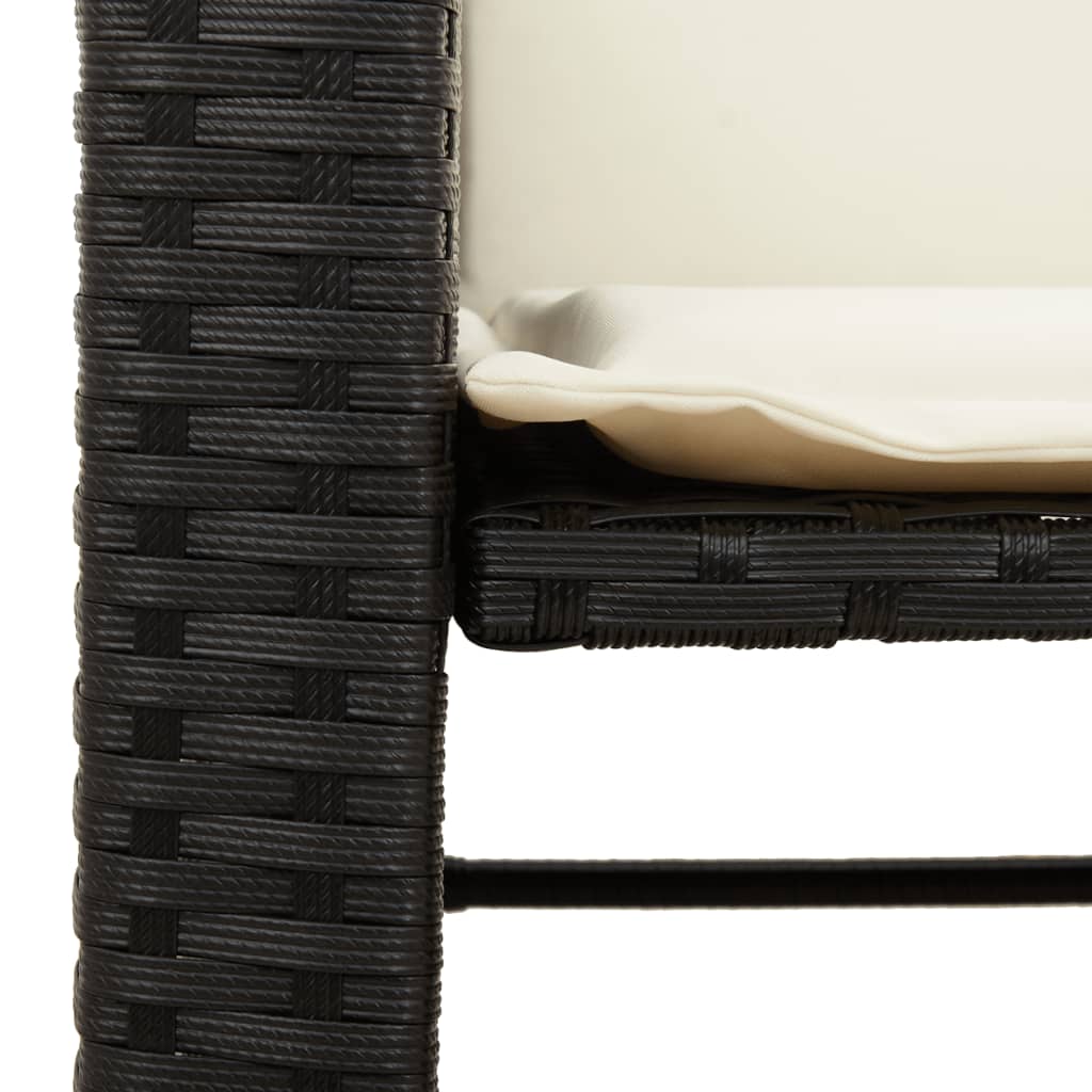 Divano Giardino 2 Posti con Tavolo e Sgabelli Nero Polyrattan - homemem39