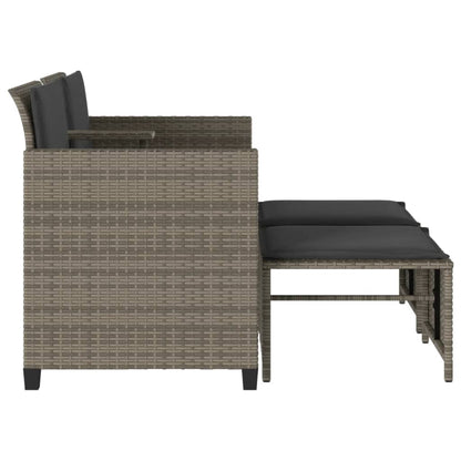 Divano Giardino 2 Posti con Tavolo e Sgabelli Grigio Polyrattan | homemem39