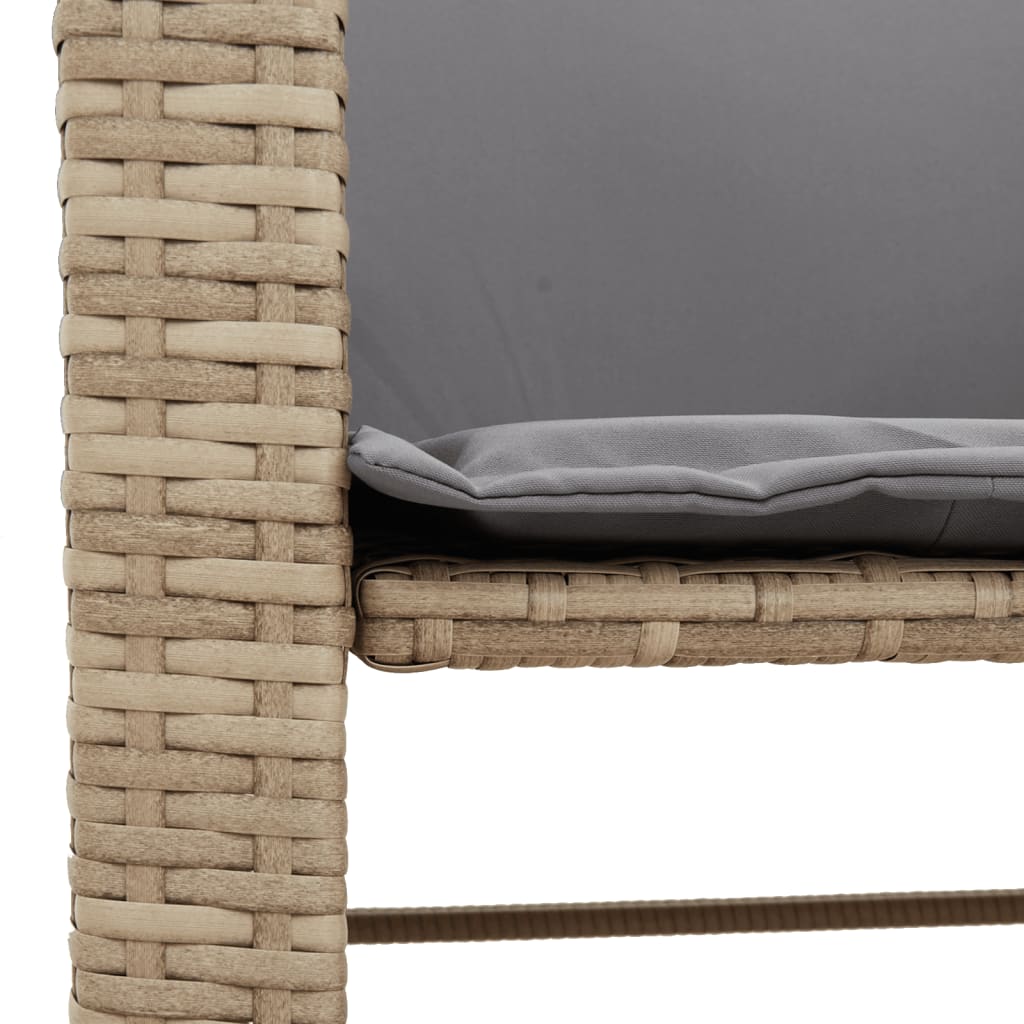 Divano Giardino 2 Posti con Tavolo e Sgabelli Beige Polyrattan - homemem39