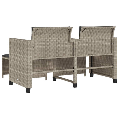 Divano Giardino 2Posti Tavolo Sgabelli Grigio Chiaro Polyrattan - homemem39