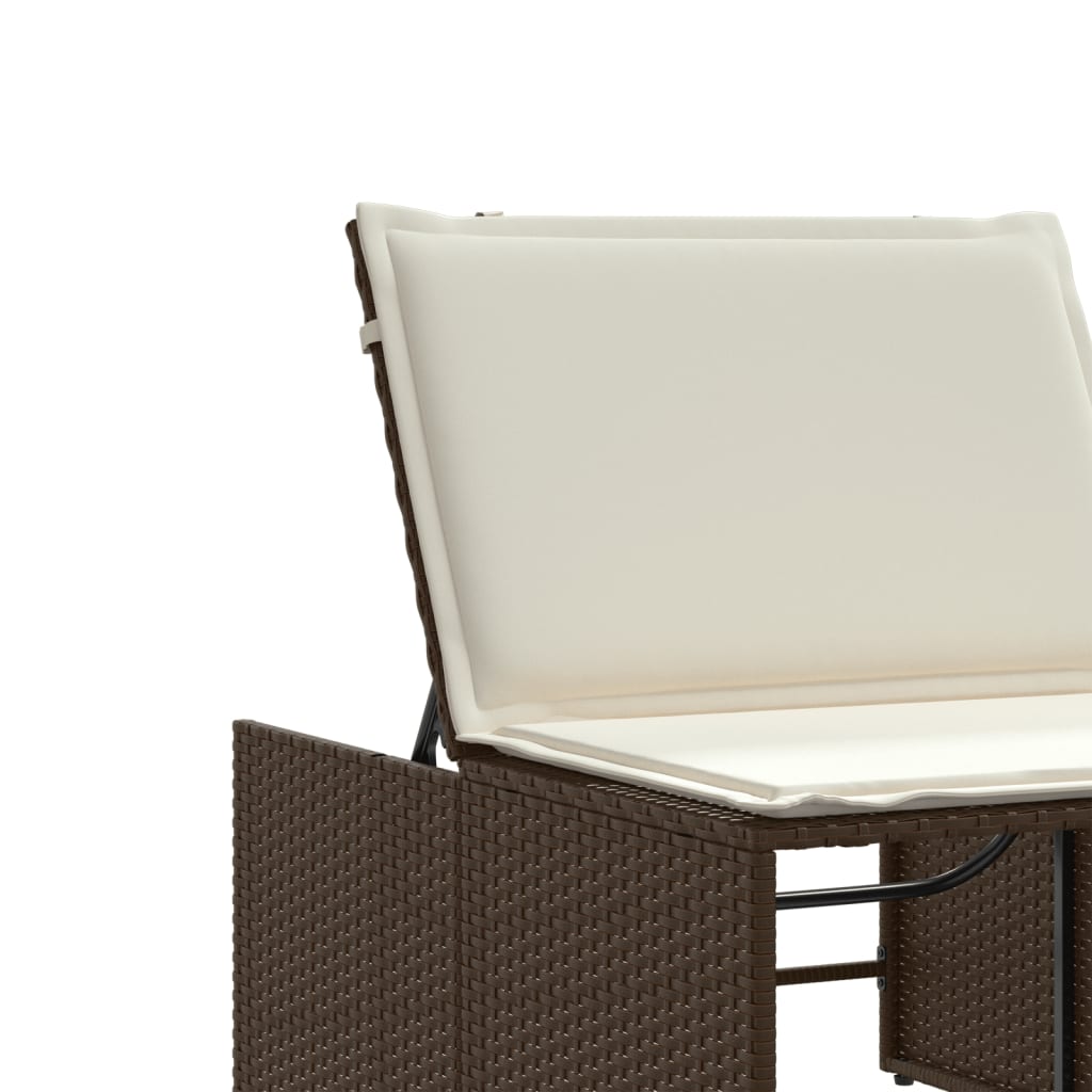 Lettini prendisole 2 pz con tavolo marrone in polyrattan - homemem39